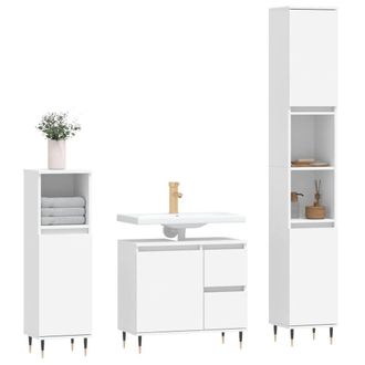 Berkfield Home Modern 3 Piece Bathroom Furniture Set White Engineered Wood