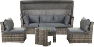 Beliani Garden Lounge Set with Table 6 Seater CORTE Modular PE Rattan Dark Brown