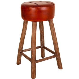 Wanderlust Deco Wanderlust Deco - Taburete De Piel Rojo 41x41x78