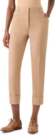 Akris Maxima Cotton Stretch Denim Crop Pants in Camel at Nordstrom, Size 12