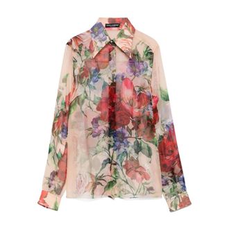 Dolce & Gabbana Shirts, female, Multicolor, Size: S MultiColour Shirt Semi-Sheer Pink Style