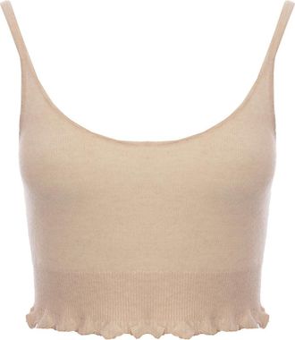 Ulla Johnson Womens Elia Bra Ivory Frilled Cashmere Kni in - Beige - Size X-Large