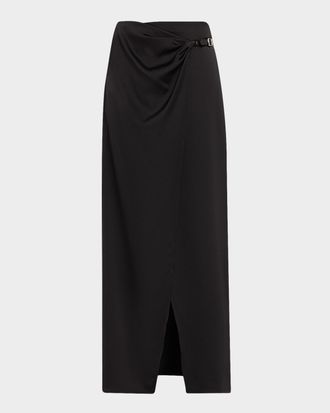 L'agence Emmarie Satin Buckle Maxi Skirt