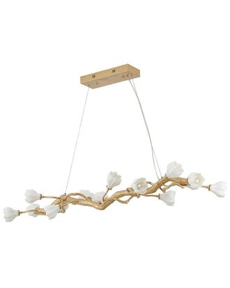 Bethel International 14-Light Copper Branch Chandelier with Ceramic Flower Shades