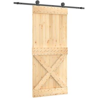 vidaXL Puerta Corredera Con Herrajes Madera Maciza De Pino 90x210 Cm Vidaxl