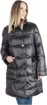 Alessia Santi Lange zwarte donsjas voor vrouwen - Dames - Parka Jassen - Zwart - S - Polyester - Jassen