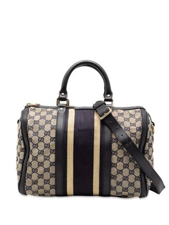 Gucci 2016-2025 Medium GG Canvas Web Joy Boston Bag satchel - women - Calf Leather/Canvas/Leather - One Size - Brown