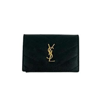 Saint Laurent Pre-owned Wallets, female, Black, Size: ONE SIZE Pre-owned Leather Trifold Wallet