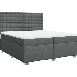 vidaXL Cama Box Spring Con Colch&oacute;n Tela Gris Oscuro 200x200 Cm Vidaxl