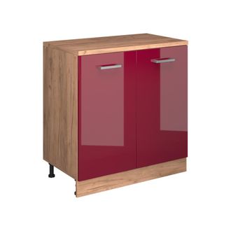 Vicco Armario De Cocina Para Techo Inclinado R-line, Rojo De Alto Brillo, 80 Cm Sin Inclinaci&oacute;n Con 2 Puertas, Vicco
