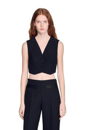 Sandro Cropped vest in Black at Nordstrom, Size X-Small