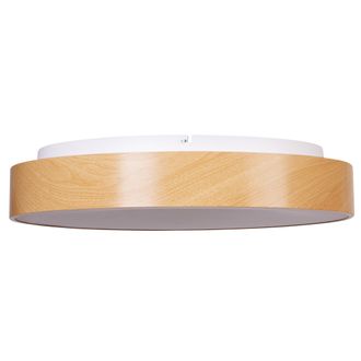Beliani Beliani - L&aacute;mpara De Techo Moderna Luces Led Integradas Forma Redonda Con Regulador Mando A Distancia Metal Madera Clara Bragoto
