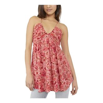 Free People Blouses, female, Pink, Size: XS Floral-print V-neck Top