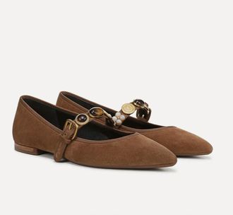 Veronica Beard Womens Selene Embellished Flat In Hazelwood