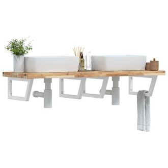vidaXL Estante De Lavabo De Pared Acero Y Madera Maciza De Acacia Vidaxl