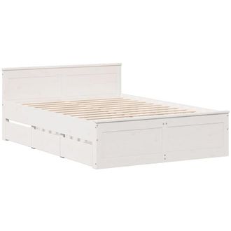 vidaXL Vidaxl - Cama Con Cabecero Sin Colch&oacute;n Madera Maciza Blanca 150x200 Cm