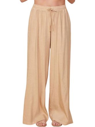 Monrow Linen Wide Leg Pants In Croissant
