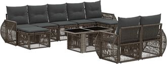 vidaXL Conjunto De Sof&aacute;s De Jard&iacute;n 10 Uds. Gris Y Gris Oscuro Vidaxl