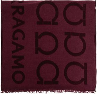 Ferragamo Gancini Jacquard Sjaal - Dames - Wintersjaals - Rood - ONE Size - Wol - Accessoires