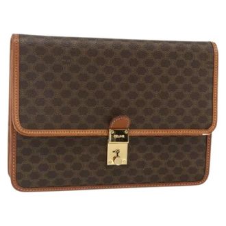 Celine Pre-owned Clutches, female, Brown, Size: ONE SIZE Pre-owned Vintage Macadam Canvas Clutch