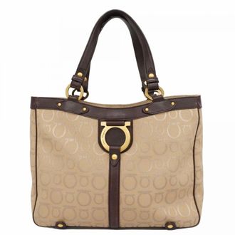 Ferragamo Beige Canvas Tote Bag (Pre-Owned)