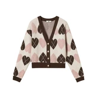 Twinset Jacq Cuore Cardigan - Dames - Truien - Beige - Maat: M Katoen