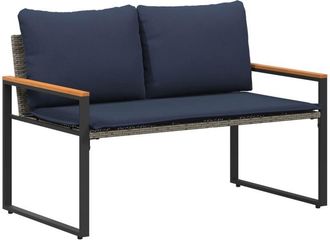 vidaXL Banco Con Coj&iacute;n Gris Y Azul Marino 115 X 65 X 72 Cm Rat&aacute;n Vidaxl