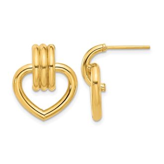 Diamond2Deal 14K Yellow Gold Heart Dangle Post Earrings