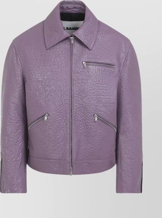 Jil Sander textured long sleeve jacket zippered pockets