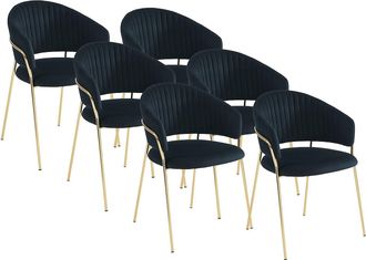 Pascal Morabito Conjunto de 6 sillas de terciopelo y metal dorado - Negro - MADOLIA de Pascal MORABITO