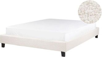 Beliani Beliani - Letto imbottito boucl&eacute; beige chiaro senza testiera rete a doghe 140 x 200 cm Roanne