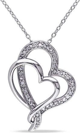 Amour 1/4 CT TW Diamond Interlocking Heart Pendant with Chain In Sterling Silver
