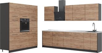Vicco Mueble De Cocina Fame-line, Roble Dorado/antracita, 460 Cm Sin Encimera, Vicco