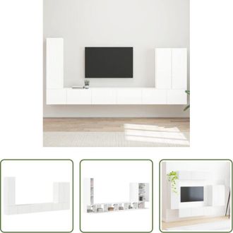 vidaXL vidaXL Archiviazione TV - Set di Mobiletto da TV a Parete 6 pcs Bianco Lucido