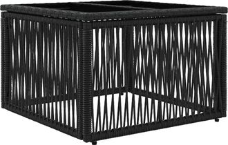 vidaXL Mesa De Jard&iacute;n Negro 55 X 55 X 37 Cm Rattan Pe Y Cristal Vidaxl