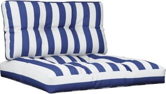 vidaXL Cojines Para Sof&aacute; De Palets 2 Piezas Tela A Rayas Azul Y Blanco Vidaxl