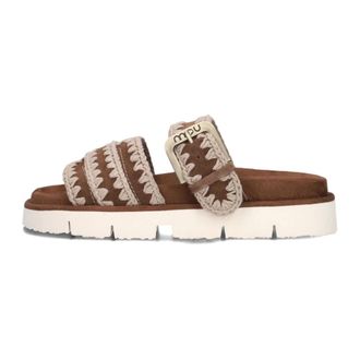 Mou Schoenen, Dames, Bruin, 38 EU, Leer, Bruine Bio Sandaal met Gespband