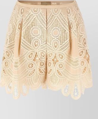 Elie Saab macram&eacute; embroidered high-rise flared shorts