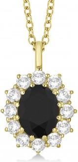 Allurez Oval Black & White Diamond Pendant Necklace 14k Yellow Gold (2.80ctw)