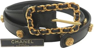 Chanel Pre-owned Belts, female, Black, Size: ONE SIZE Pre-owned Chain Leather Belt