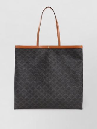 Celine flat shopper tote bag contrast trim handles