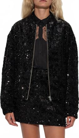 Iro Omber Zipped Bomber Jacket In Black Sequins