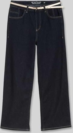 Tom Tailor Straight Leg Culotte aus Baumwoll-Mix in Dunkelblau, Gr&ouml;&szlig;e 27/28