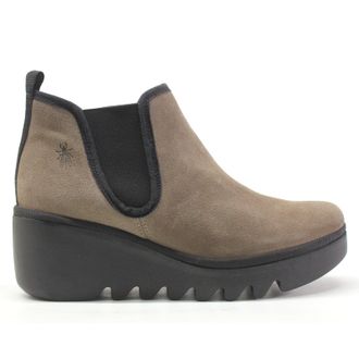 FLY London BYNE349FLY Suede Womens Slip On Boots - Taupe - Size:UK 8