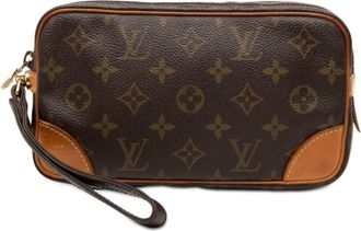Louis Vuitton Brown Pvc Leather Clutch Bag (Pre-Owned)
