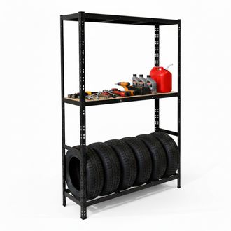 Relaxdays Relaxdays Estanter&iacute;a Para 6 Neum&aacute;ticos 180 X 120 X 40 Cm, 450 Kg, Acero, Montaje Sencillo, Para Taller, Negro