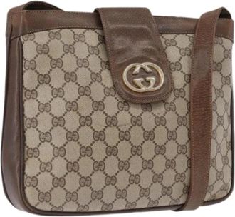Gucci Pre-owned Vintage GG Canvas Schoudertas - Dames - Vintage Schoudertas - Beige - ONE Size - Leer - Vintage