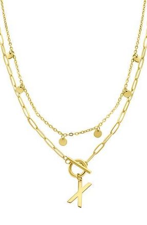 Adornia Initial Pendant Layered Chain Necklace in Gold-X at Nordstrom Rack