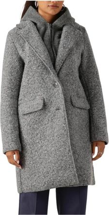 Nukus Grijze Boucl&eacute; Jas voor Stijlvolle Winter - Dames - Mantel - Grijs - S - Jassen