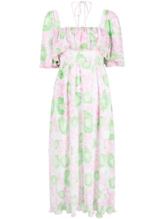 Ganni Abito midi con stampa - Rosa